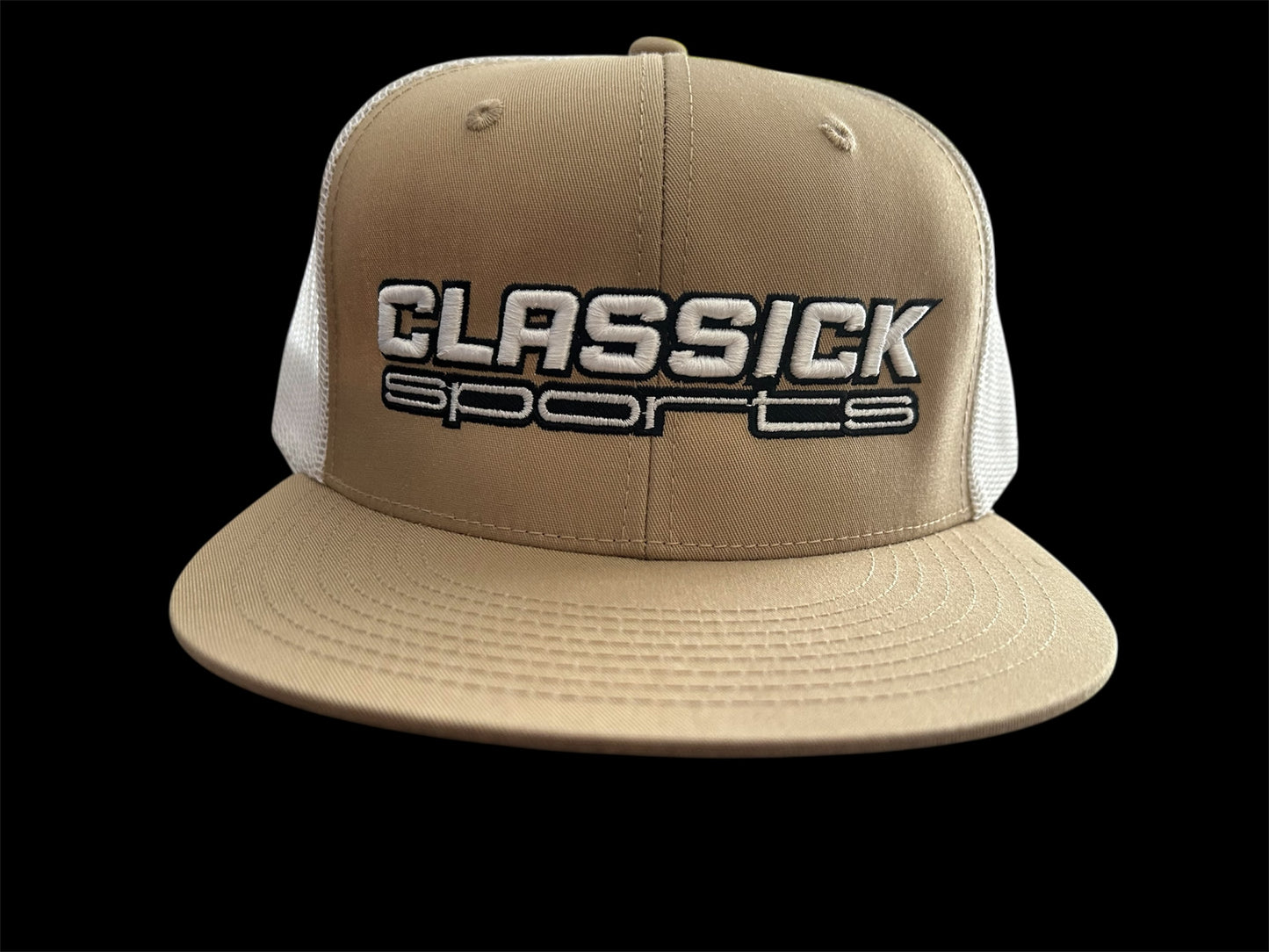 SnapBack White/Tan W/ White/Black Logo