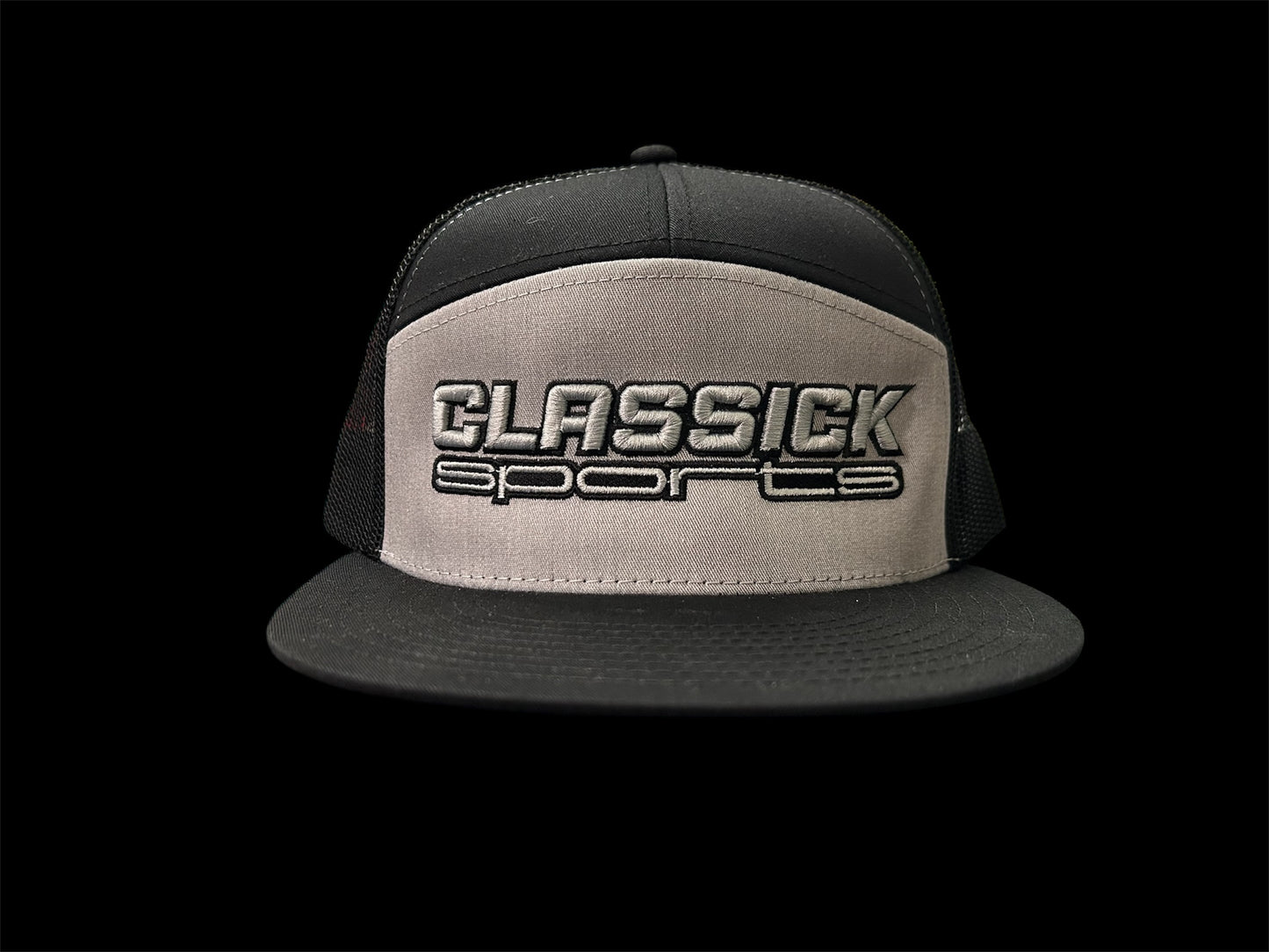 7 Panel Black/Grey SnapBack/ Grey, Black Logo