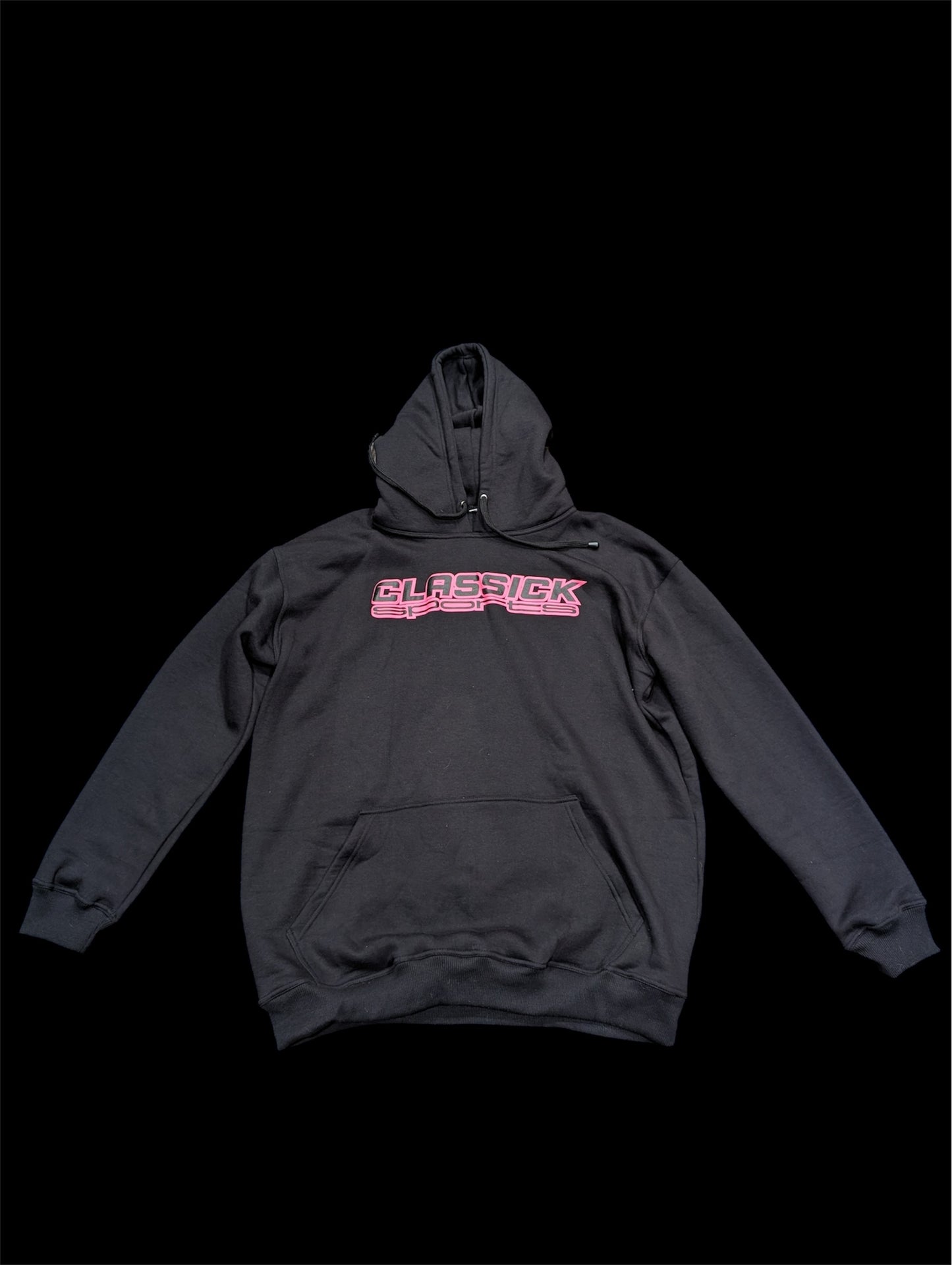 Cotton Hoodie Black/pink logo