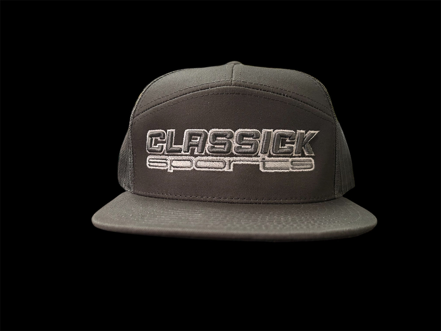 7 Panel SnapBack , Charcoal, White Logo