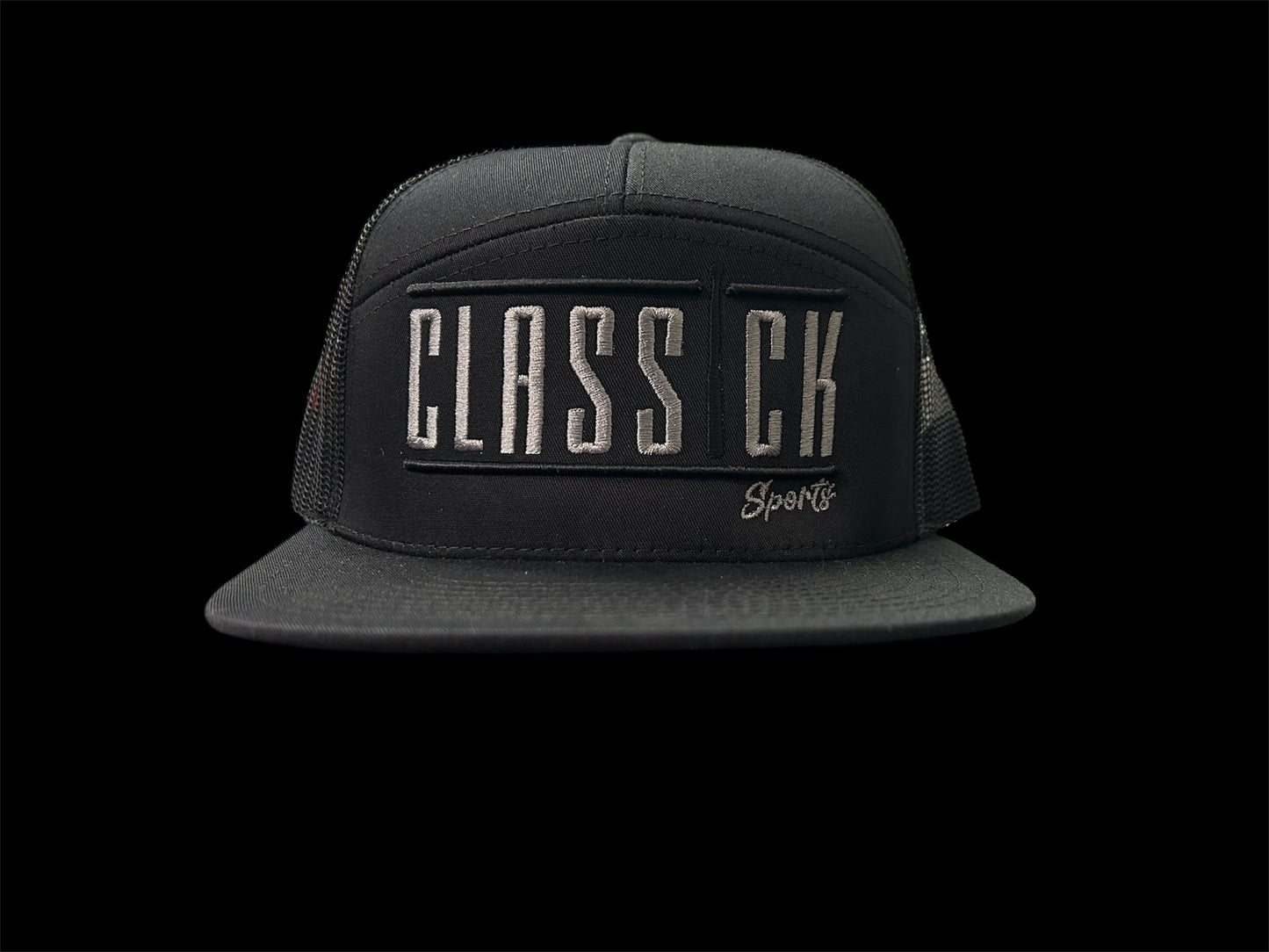 7 Panel SnapBack / Silver, Black Logo