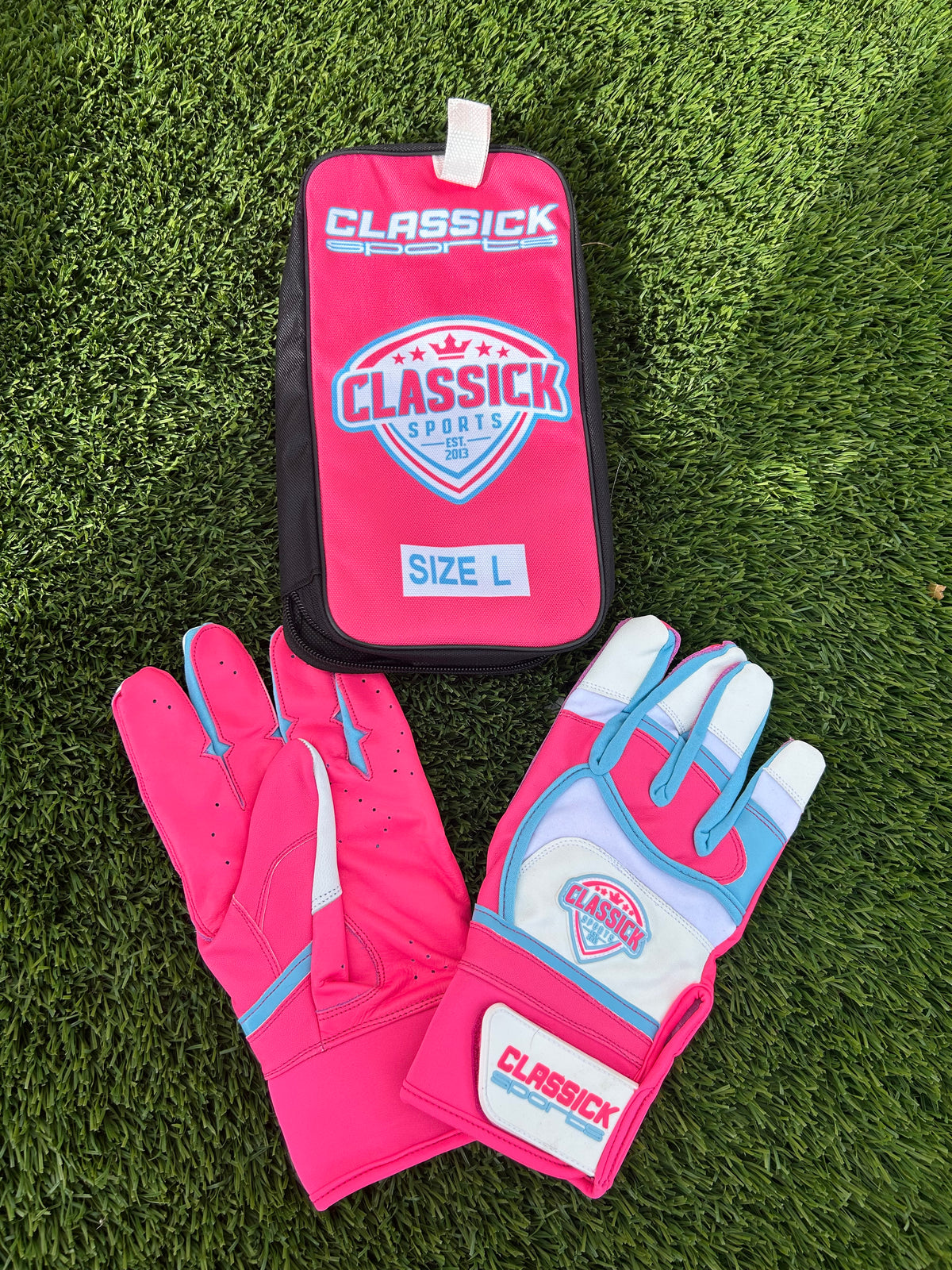 CS-3 Batting Glove Pink/Baby Blue/White