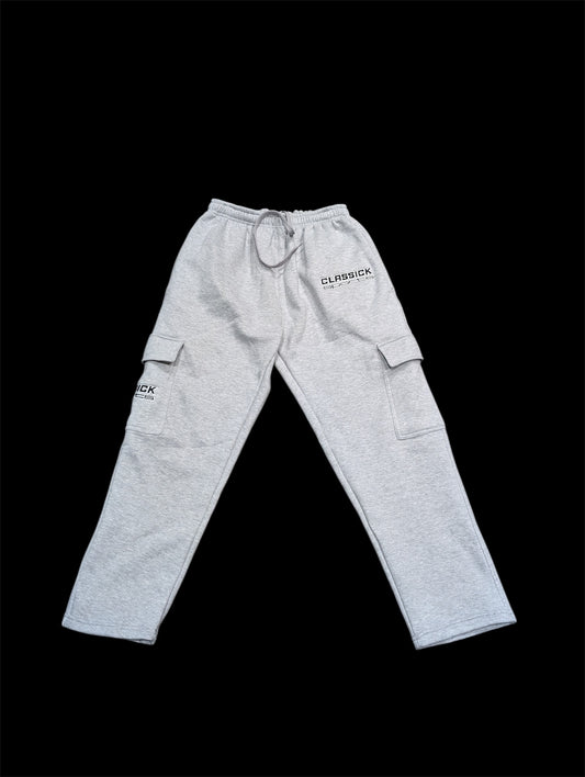 Cotton Light Grey Cargo Sweats