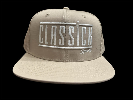 Khaki SnapBack White bat Logo