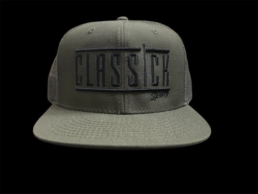 Olive Green SnapBack Black bat logo
