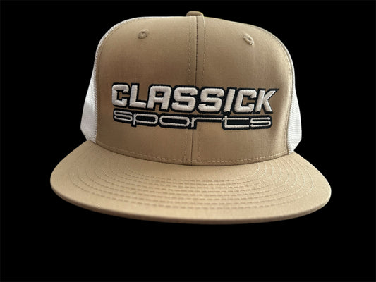 SnapBack White/Tan W/ White/Black Logo