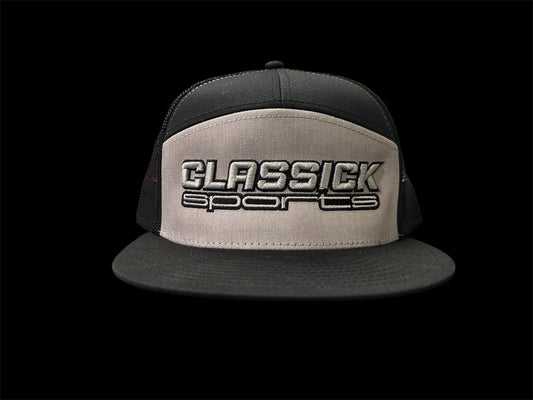 7 Panel Black/Grey SnapBack/ Grey, Black Logo