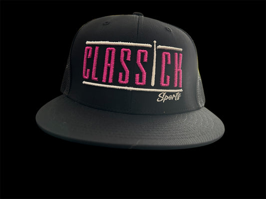 Fitted Black/black W/ Pink Logo