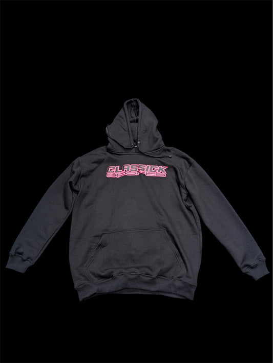 Cotton Hoodie Black/pink logo