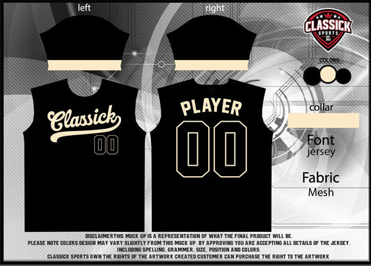 Classick Black/Cream Order to Print Jersey (3-5 weeks) to ship