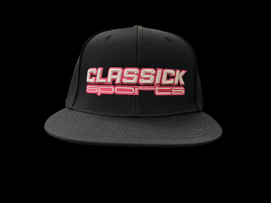 Fitted Black/ White pink Logo