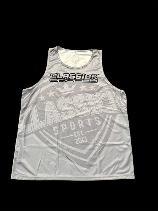 Classick Light Grey Tank Top Black white logo