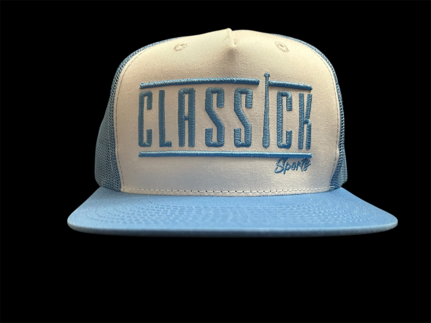 Light Blue & White SnapBack White Light Blue Bat Logo
