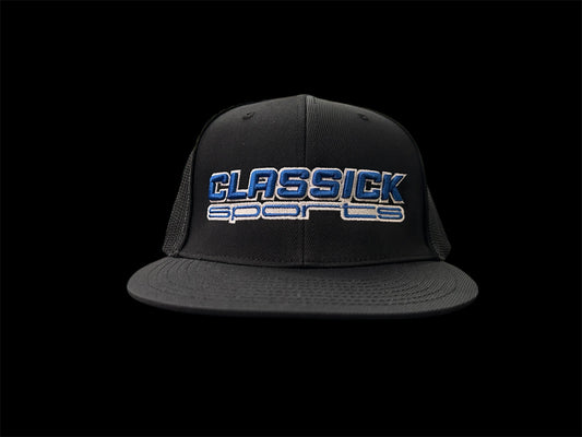 Fitted Black/Black W/ Royal/White Logo