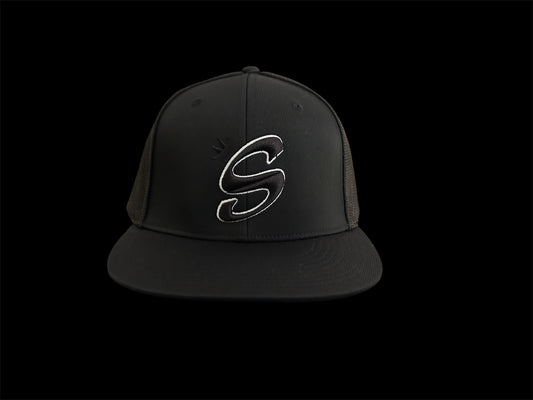 Black/White logo Mesh Fitted