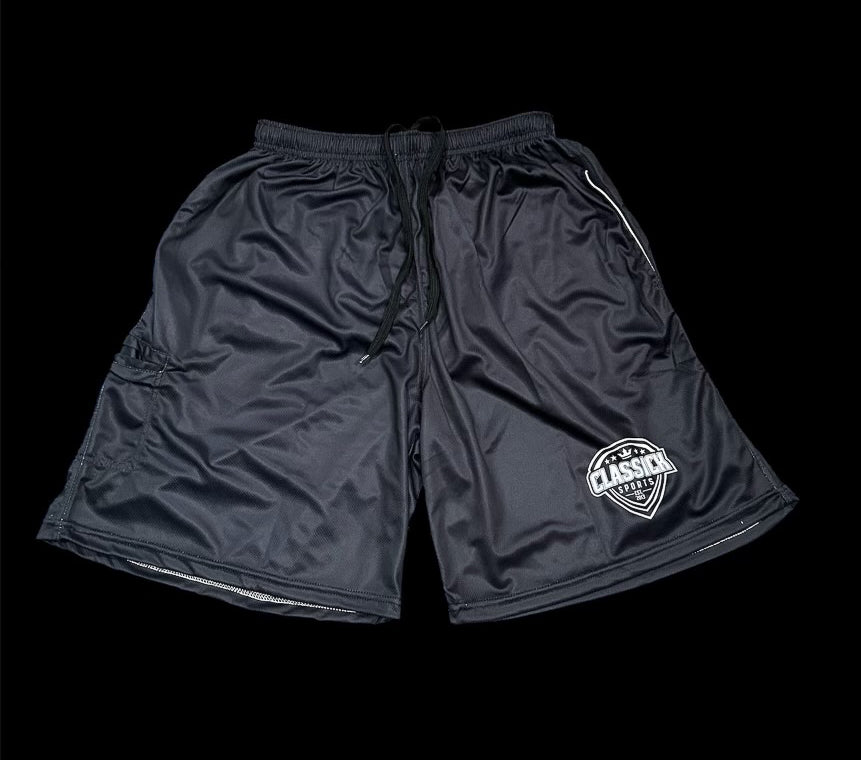 Classick 5-Pocket Polyester Mesh Black Shorts
