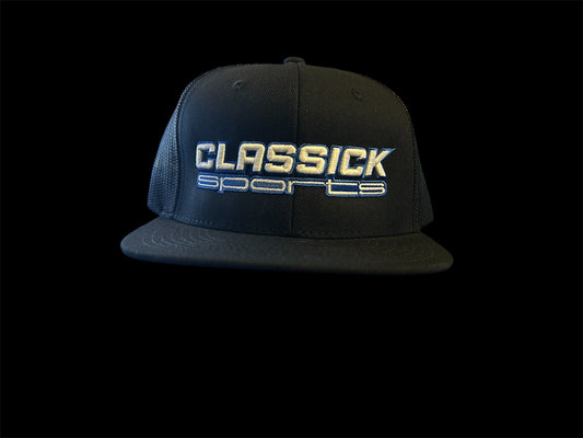 Black on Black  SnapBack White & Blue Logo