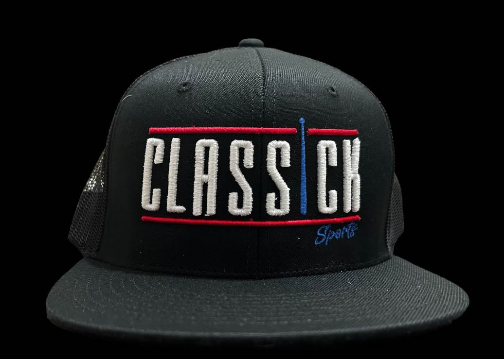 Classick Black Snapback Hat with Black Mesh