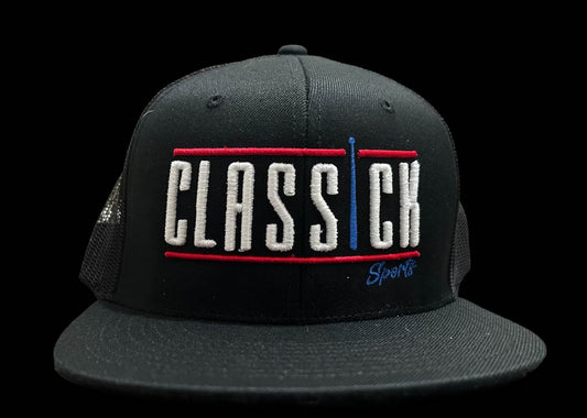 Classick Black Snapback Hat with Black Mesh